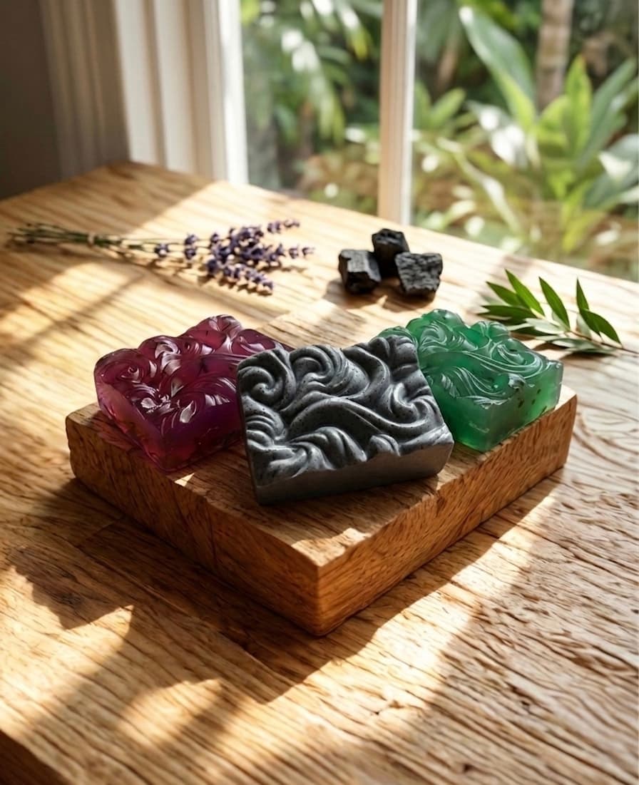 Colección de jabones artesanales Equilibrio Amor Botánico hecho en CR